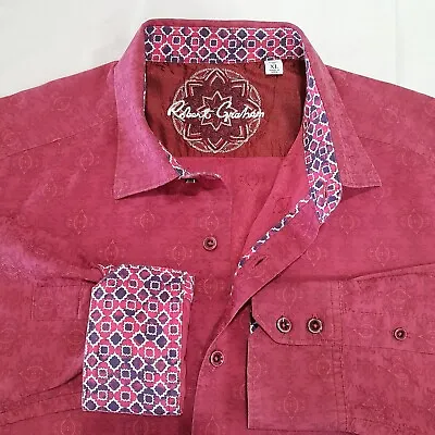 Robert Graham Men’s Cranberry Victorian Print Long Sleeve Button Dress Shirt XL • $49.99