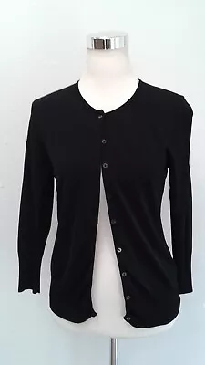 Merona Classic Button Up Black Knit Sweater Cardigan S 4 GUC • $8.99