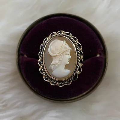 Vintage Or Antique 18k Gold Cameo Ring Size 9-9.25 Man Or God In Helmet • $349.99