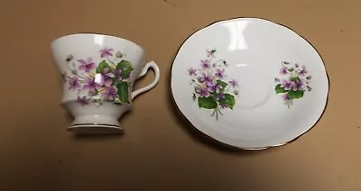 Vintage Royal Imperial Tea Cup & Saucer Finest Bone China England Purple Violets • $5.99