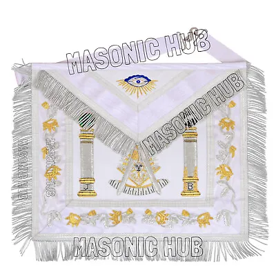  Masonic Past Master Emblem & Pillars Sheepskin Apron - Hand-Embroidered  • $89.99