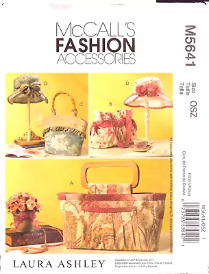 McCall's 5641 ~ 3 Lined Handbags And Hat ~ Please See Below For Descriptions • $6.79