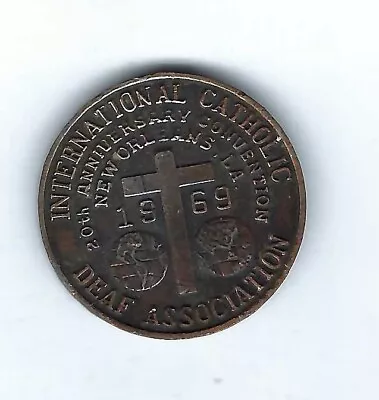 1969 Catholic Deaf Association Krewe Freret Mardi Gras Doubloon Coin Medal • $8.49