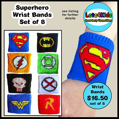$16.50 • Buy Justice League Superheroes Wrist Band Set - Party Loot Bag Fillers - Pack Of 8