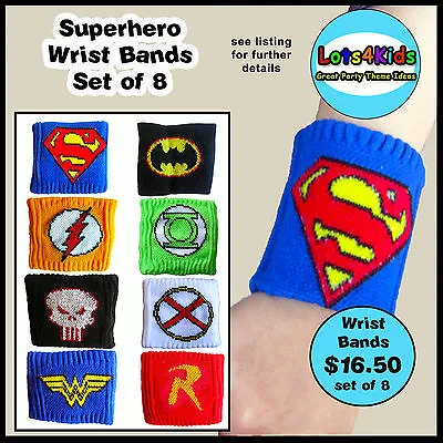 Justice League Superheroes Wrist Band Set - Party Loot Bag Fillers - Pack Of 8 • $16.50