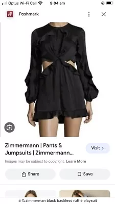 Zimmerman Winsome Playsuit Black Size 0 • $70