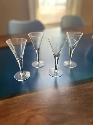 Set Of 4 Vintage Clear Glass 4.5” Cordial Glasses Flute Shape Great Condition • $9