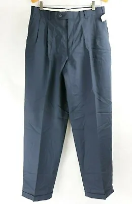 NOS Hart Shaffner & Marx Mens Navy Wool Pants - 33 R - Made In USA - Vintage New • $33