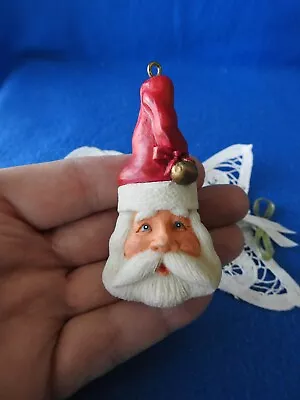 Vintage Resin Santa Claus Head  Ornament 2 7/8  Tall & 1 1/2  Wide • $5.50