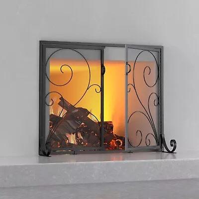 Fireplace Screen With Doors Handcrafted Solid Steel Heavy Duty Metal Mesh • $89