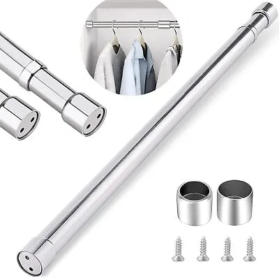 Extendable Stainless Steel Wardrobe Rail Adjustable Telescopic Hanging Rod • £11.99