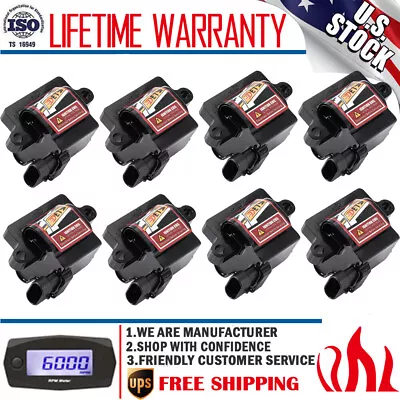 8 Pack Square Ignition Coils For Chevy GMC 5.3L 6.0L 4.8L V8 UF271 D581 12558693 • $89.99