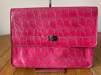 Jasper Conran Pink Croc Pattern PU Leather Flap Handbag Clutch Bag • £8.99