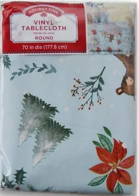 Holiday Time Vinyl Tablecloth 70  Winter Woods New [hdx4] • $5