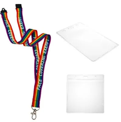 20mm Rainbow Face Covering Lanyard & Flexible Plastic ID Wallet • £3.99