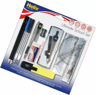 £11.59 • Buy New Helix Ultimate School Set Maths Equipment Compass Protractor Set Squares Etc