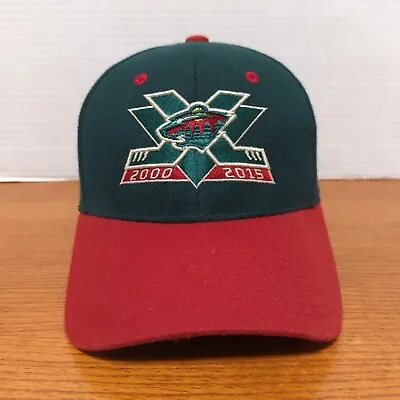 Minnesota Wild Hat Cap Zephyr Stretch Fitted Small Green Red Hockey NHL • $13.58