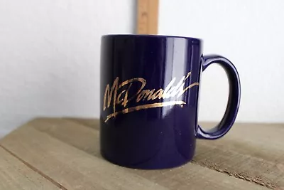 McDonald's Dark Blue Coffee Mug Gold Script Logo Vintage Advertising Coffee Cup  • $20