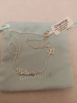 Genuine Chamilia 925 Sterling Silver Disney Tinkerbell Believe Necklace New • £55