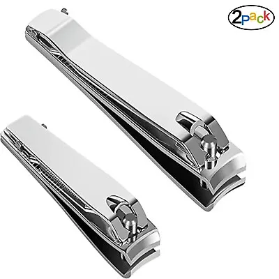 2 Pack Nail Clippers Set Toe Fingernail Cutters Large & Small Stainless Steel • $4.99