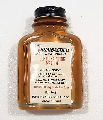 Vintage Grumbacher Artists Copal Painting Medium 587-2 74ml 3.75” Made In USA  • $45