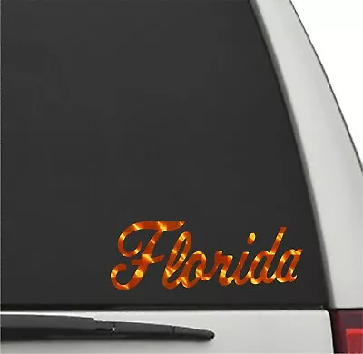 Florida Gators FLORIDA SCRIPT In ORANGE MIRROR Cut Vinyl Decal UF Sticker • $6.95