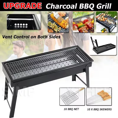 Foldable BBQ Charcoal Grill Portable Outdoor Hibachi Camping Barbecue Large Set • $25.99