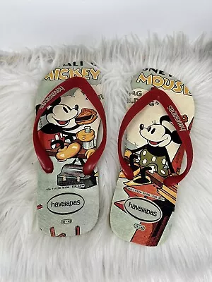 Havaianas Disney Parks Mickey Mouse Beige Flip Flops Sandals W 11/12 M 9/10 • $19.99