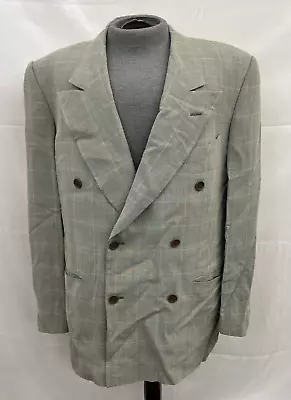 Vintage Giorgio Armani Le Collezioni Green Tone Double Breasted Wool Suit Sz 42R • $60