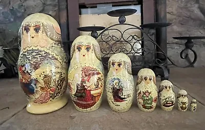 Vintage Matryoshka Russian Hand Painted 7 Nesting Dolls. Ex. Condition. Signed • $30