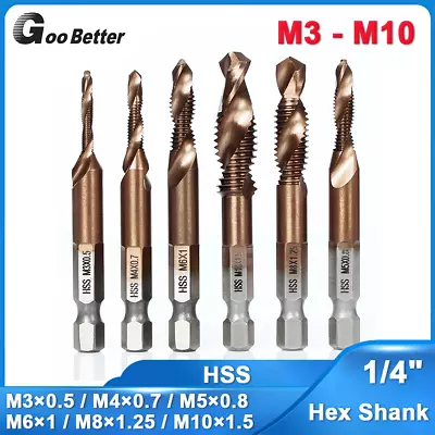 M3 M4 M5 M6 M8 M10 Metric HSS Cobalt Spiral Tap Drill Bit Machine Thread Screw • £4.43