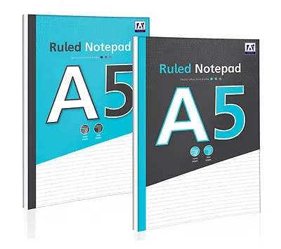 A5 Ruled Notepad 100 Sheets A5 Notebook School Office College - 2 Colours  • £3.95