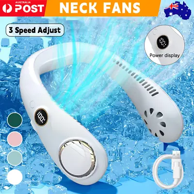 $19.69 • Buy NEW Neck Fan Bladeless Hanging Air Cooler USB Rechargeable Portable Personal