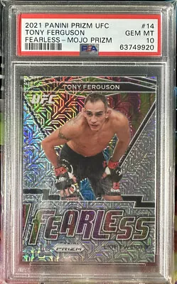 2021 Panini Prizm UFC Tony Ferguson Fearless Mojo Prizm PSA 10 Bookend 25/25 • $125