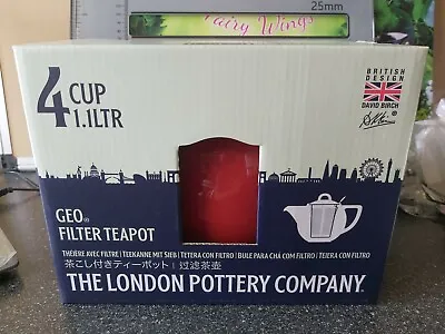 The London Pottery Co. Geo Filter 4 Cup 1.1L Teapot Red BNIB • £19.99