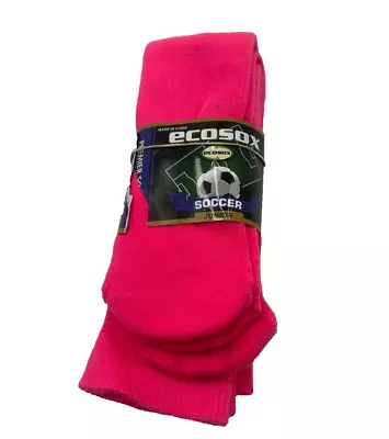 Ecosox Junior Kids Pink Knit Stretch Premier Soccer Baseball Socks Size 7-5 • $5