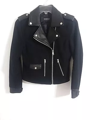 Oakwood The Leather Brand Jacket Zip Cropped Motorcycle Womens Large Black • £85.90