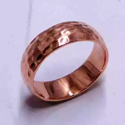 Hammered Copper Band Ring Band& Wide Band Ring Red Copper Ring All Size • $9.89