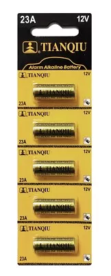 Tianqiu A23 Battery 23A 23AE 12V Alkaline Tearstrip (5 Batteries) EXP 5/23 • $4.70