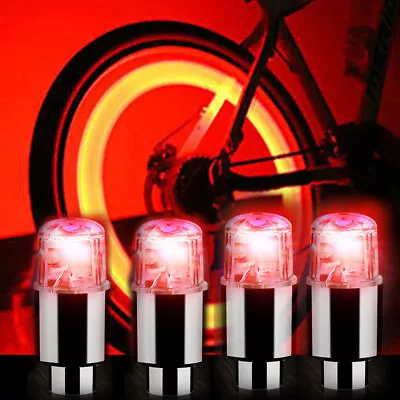 4x Car Wheel Tyre Tire Air Valve Stem Red LED Light Caps Cover Accessories • $8.51