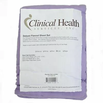 Clinical Health Services Deluxe Flannel Massage Sheet Set Lilac 100% Cotton • $17.99