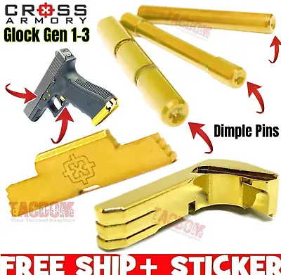 Cross Armory Gold For Glok Gen 3 DIMPLE Pins Extended Magazine Catch Slide Lock • $53.95