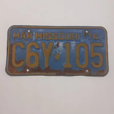 Missouri License Plate 1976 Mar Rusty C7Y-105 • $7.99