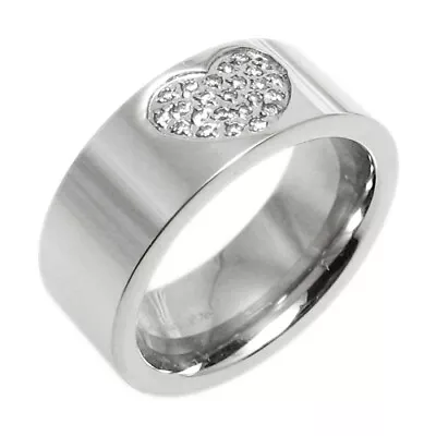 316L Stainless Steel Micro Paved CZ Heart Design Band Ring Size 6-9 • $4.99