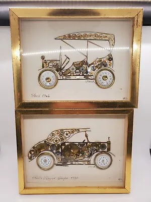 Original Art By L Kersh - Framed Watch Parts Rolls Royce Coupe 1930 & FORD 1906 • $8.99
