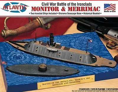 Atlantis USS Monitor & Merrimack Civil War Ironclad Ships Set - Plastic • $26.03