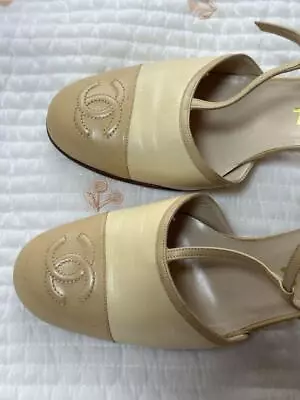 Chanel Sandals US6.5 EU37 Beige Brown Ladies Shoes Coco Mark Logotype Accessary • $237.06
