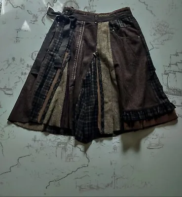 Vtg PatChWork Renaissance Grunge Plaid Steampunk KiLt Tartan Wool Academia Skirt • $148