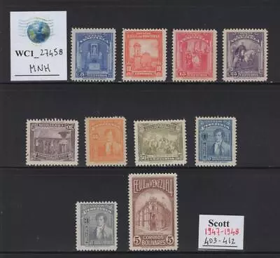 WC1_27458. VENEZUELA. 1947-1948 BOLIVAR Set. Sc.403-412. MNH • $8.50