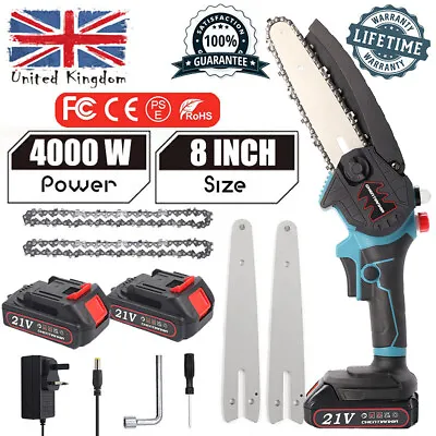 8'' Electric Cordless Chainsaw Powerful Wood Cutter Saw + 2 Battery For Makita • £39.99